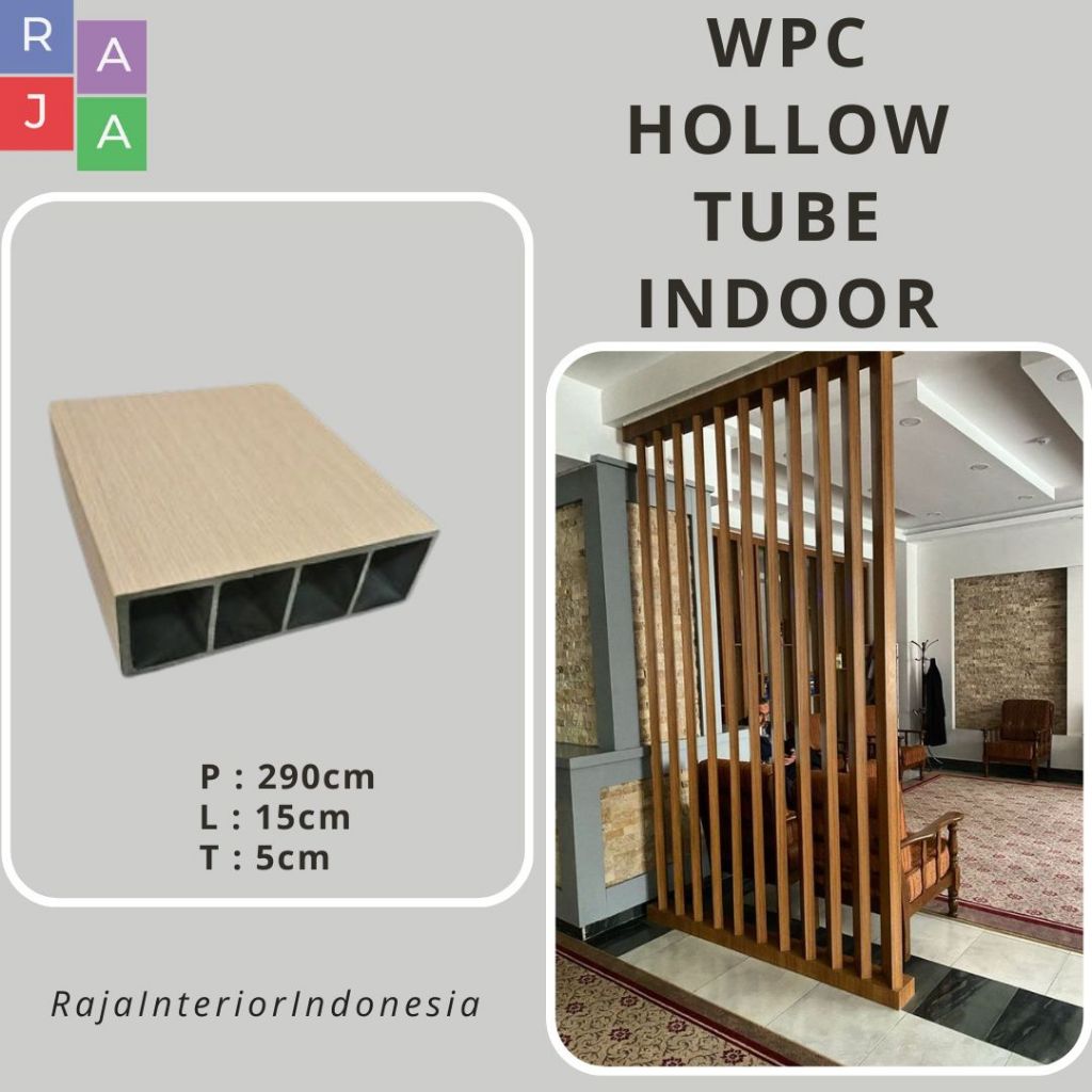 Kisi Kisi WPC Hollow Tube Panel Sekat Ruangan Dinding Indoor WPC Ukuran 15cm X 5cm