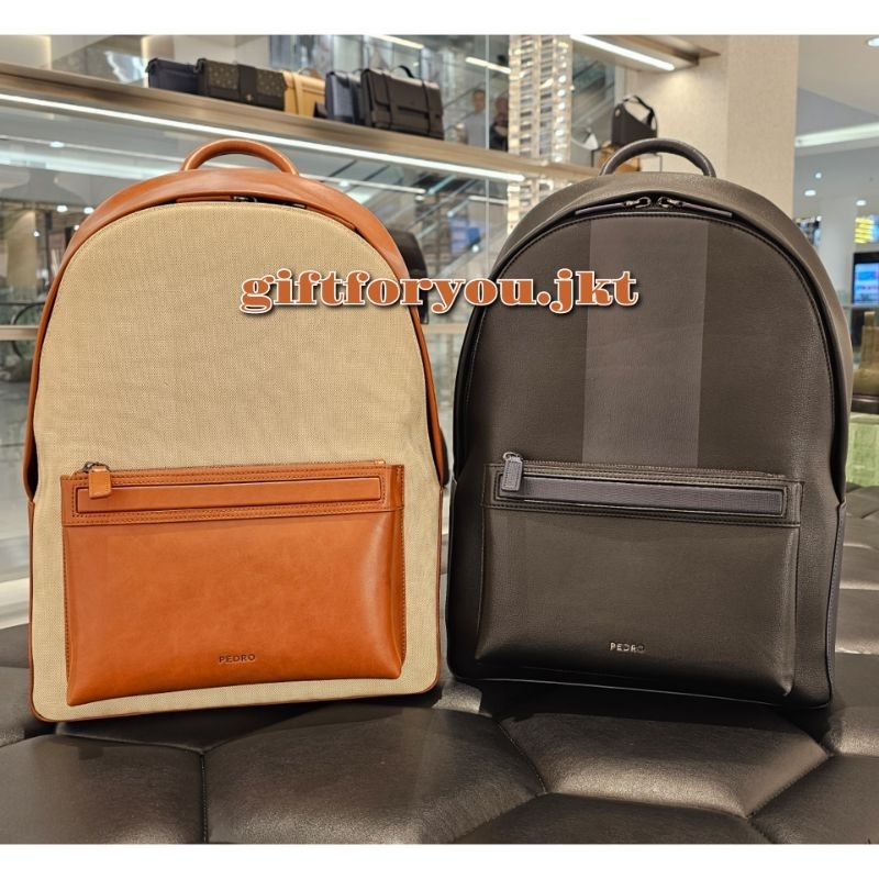 Tas Ransel Pria Pedro Original James Backpack Cowok Laki Laki  Black Hitam Grey Abu Abu Minimalist M