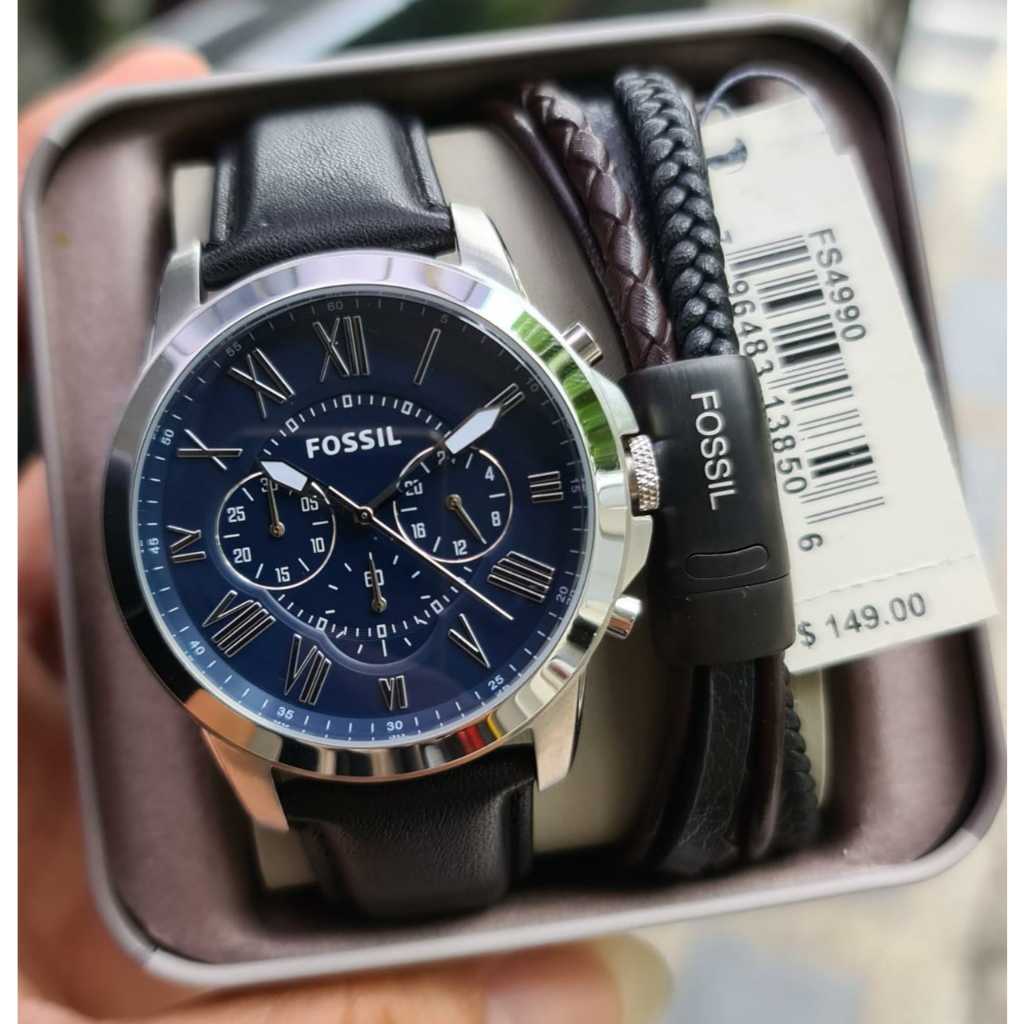 Jam Tangan Pria FS4990 FS 4990 Set Gelang Kepang Magnet Original & Manual Book Garansi