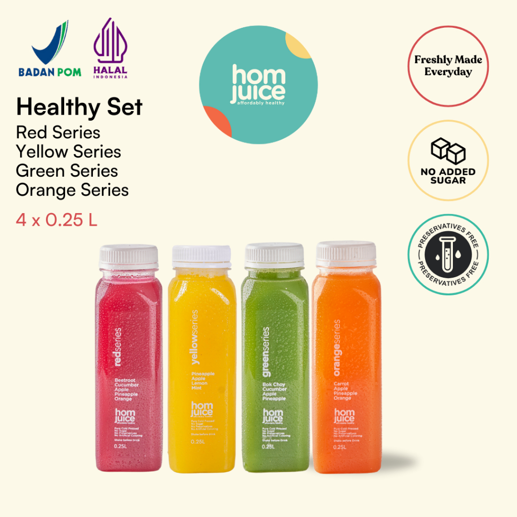 

Homjuice - Healthy Set 4 x 250 ml (Cold-Pressed Juice/Jus/Detox)