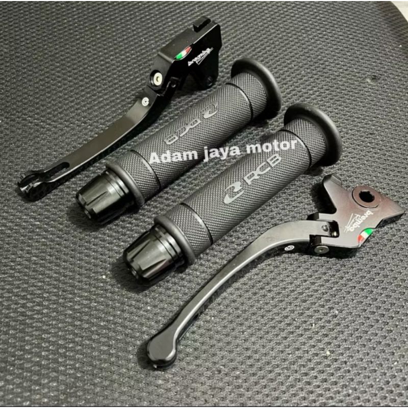 3in1 Handle Rem Lipat Black + Handgrip RCB + Jalu Stang CNC mio mio smile mio sporty mio soul