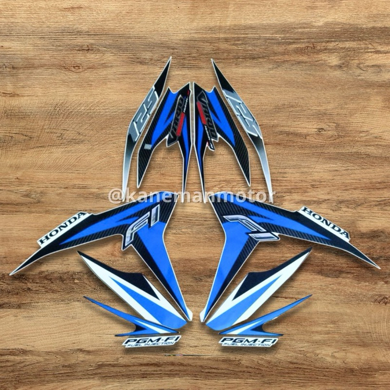 Stiker Striping Motor VARIO TECHNO 125 2012 All Warna putih corak biru Sticker Lis Body Standar