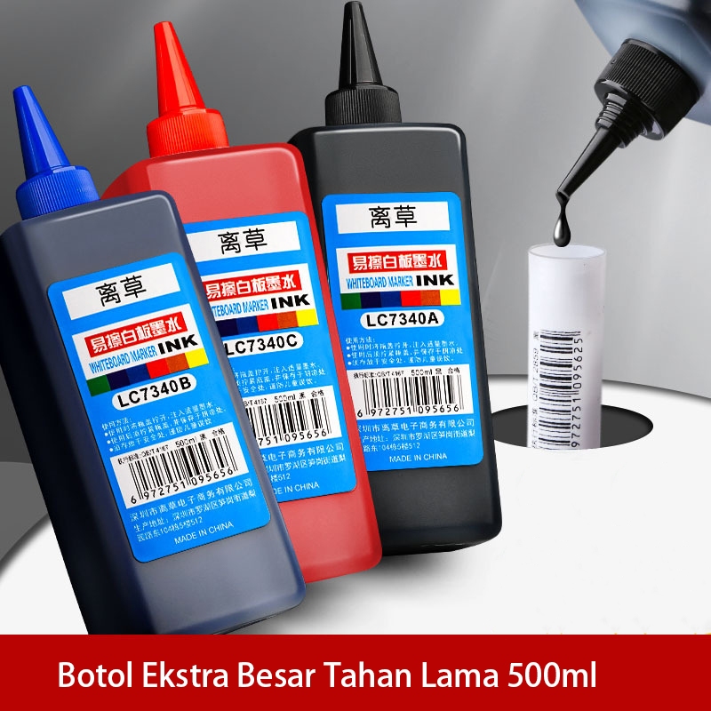

Tinta spidol papan tulis, isi ulang spidol papan tulis 500ML kapasitas ekstra besar, mudah dihapus