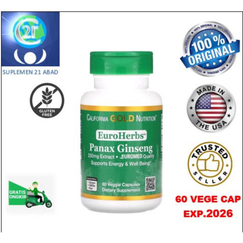 Panax Ginseng/ginseng korea utk meningkatan stamina/energi/memori merk CGN 60 kapsul