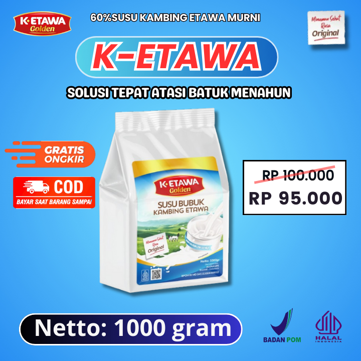 

K-ETAWA Susu bubuk kambing Etawa Original 1000gram 60%Susu Kambing Etawa Murni