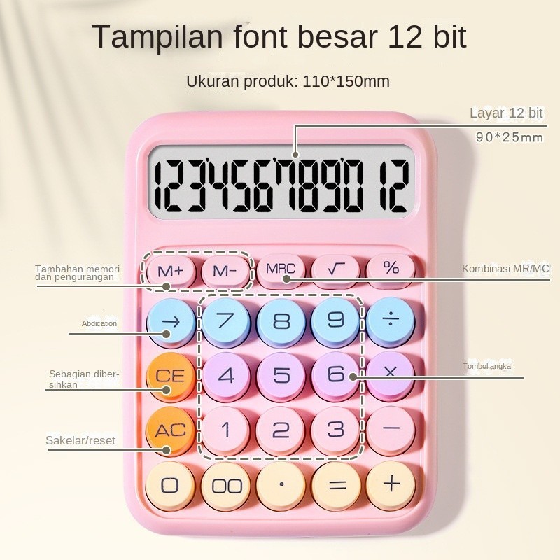 

RB Kalkulator multifunksional manis berwarna permen, calculator lucu spesifik murid, penting untuk