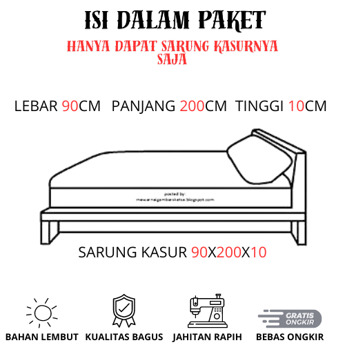 Zoyands Sarung Kasur Busa Resleting 90X200X10 - Sprei Resleting 90X200X10