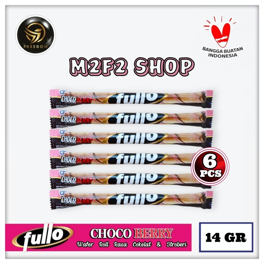 

Fullo Stick Roll Choco Berry | Wafer Stik Krim Rasa Cokelat & Stroberi - 14 gr (Kemasan 6 Pcs)