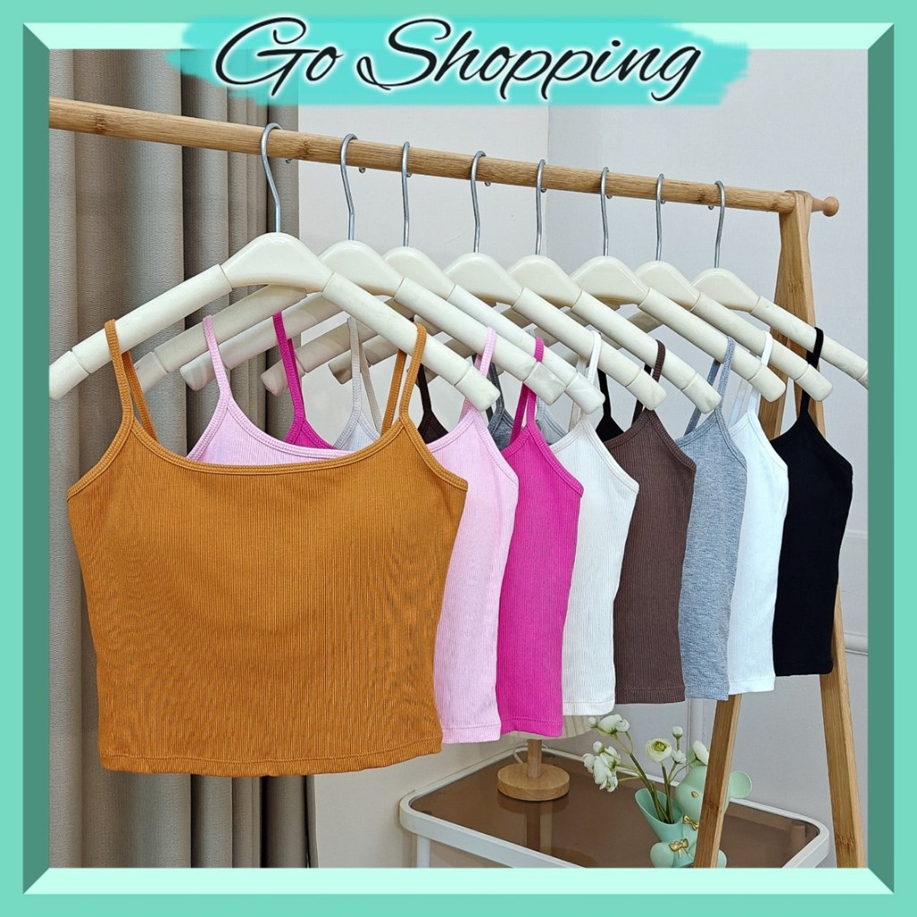 GOBR1753 Baju Atasan Wanita TanktopTali Singlet Fashion Motif Polos Tanpa Kawat Sexy Wanita