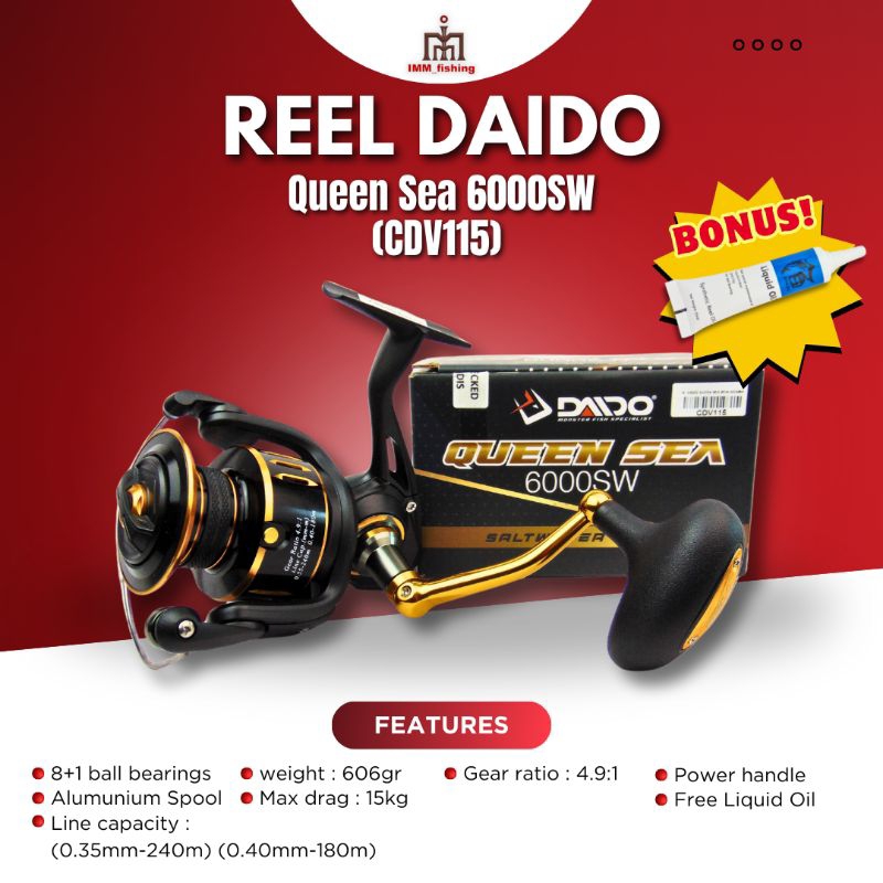 REEL DAIDO QUEEN SEA | Alat Gulungan Pancing | Spinning