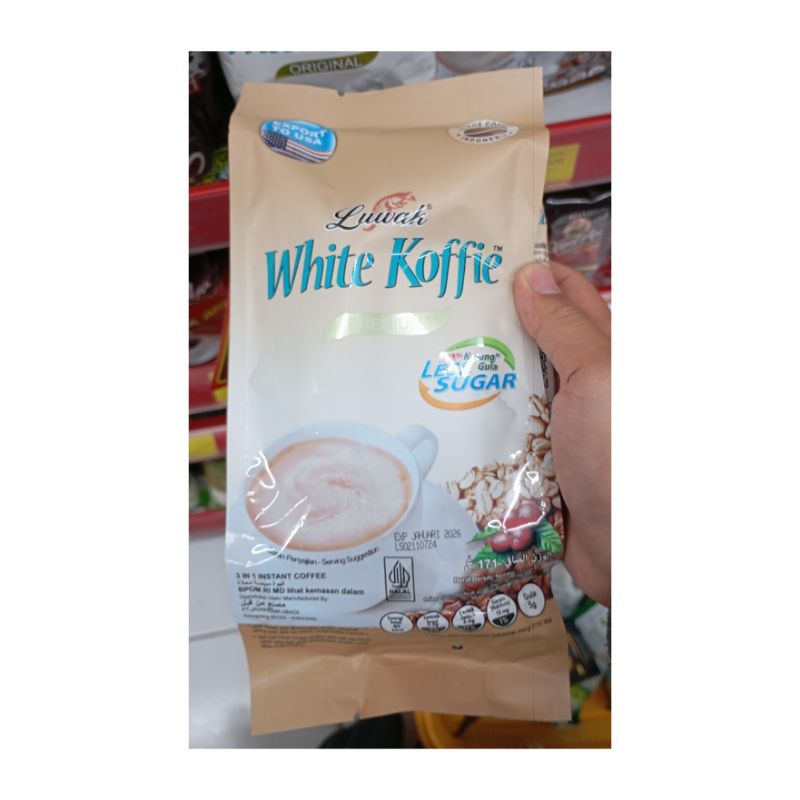 

LUWAK WHITE COFFE LESS SUGAR ISI 1 BAG @20GR