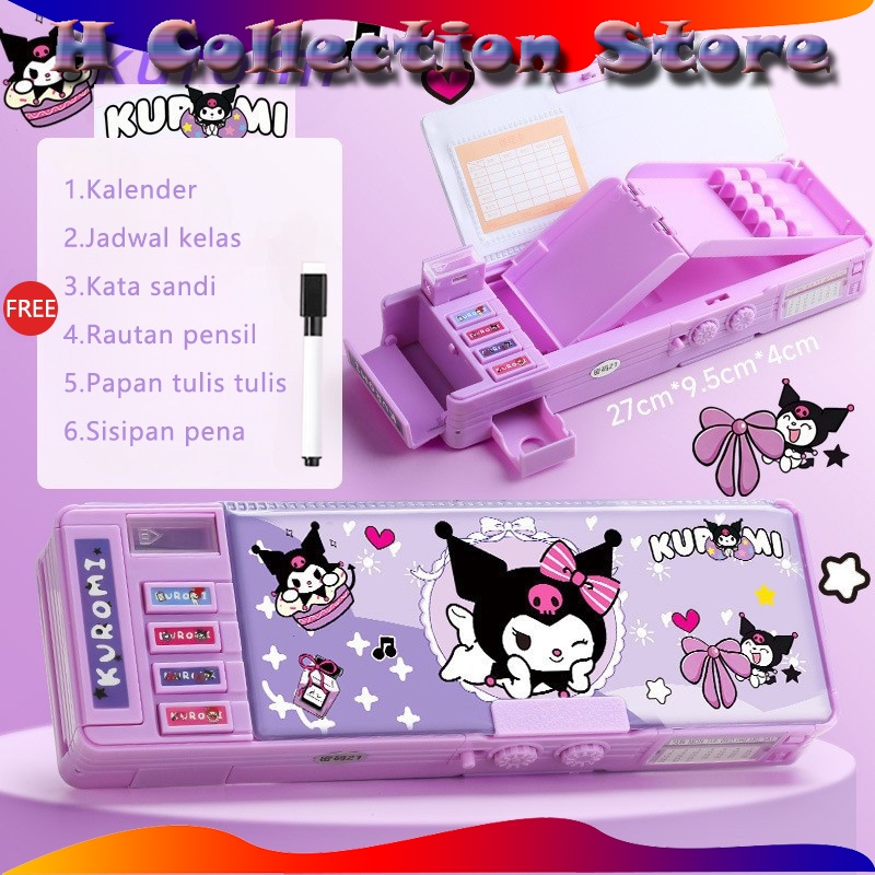 

【COD】Kuromi Kotak Pensil Lapis Ganda Berkapasitas Besar Kuromi Tempat Pensil Password Multifungsi Lucu Termasuk Rautan Pensil kotak alat tulis Tahan air