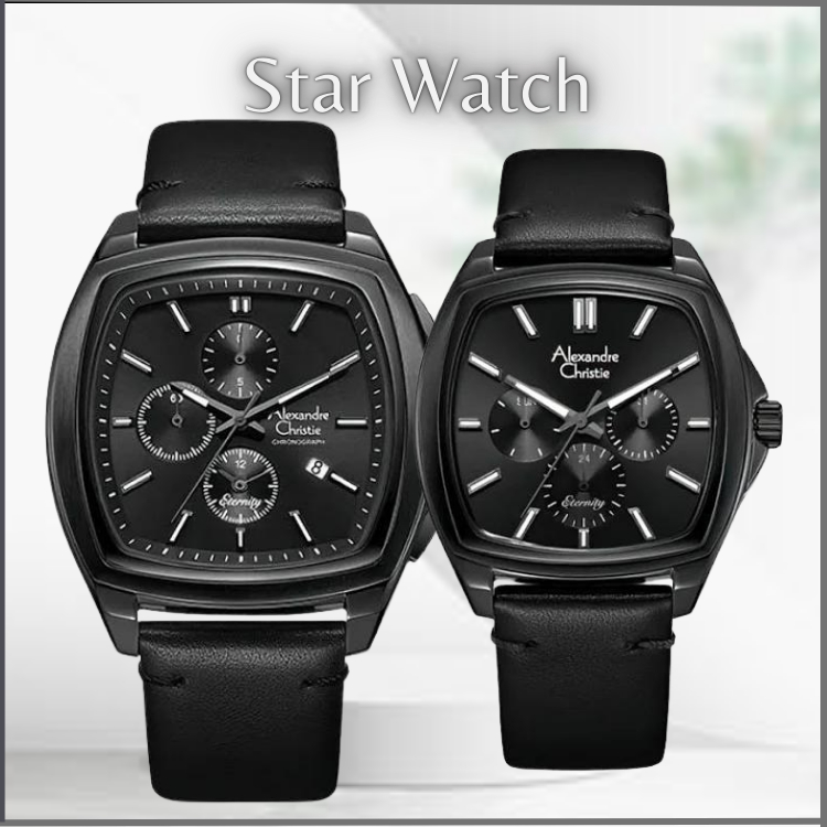 JAM TANGAN ALEXANDRE CHRISTIE 6616 COUPLE LEATHER CHRONO SPORT
