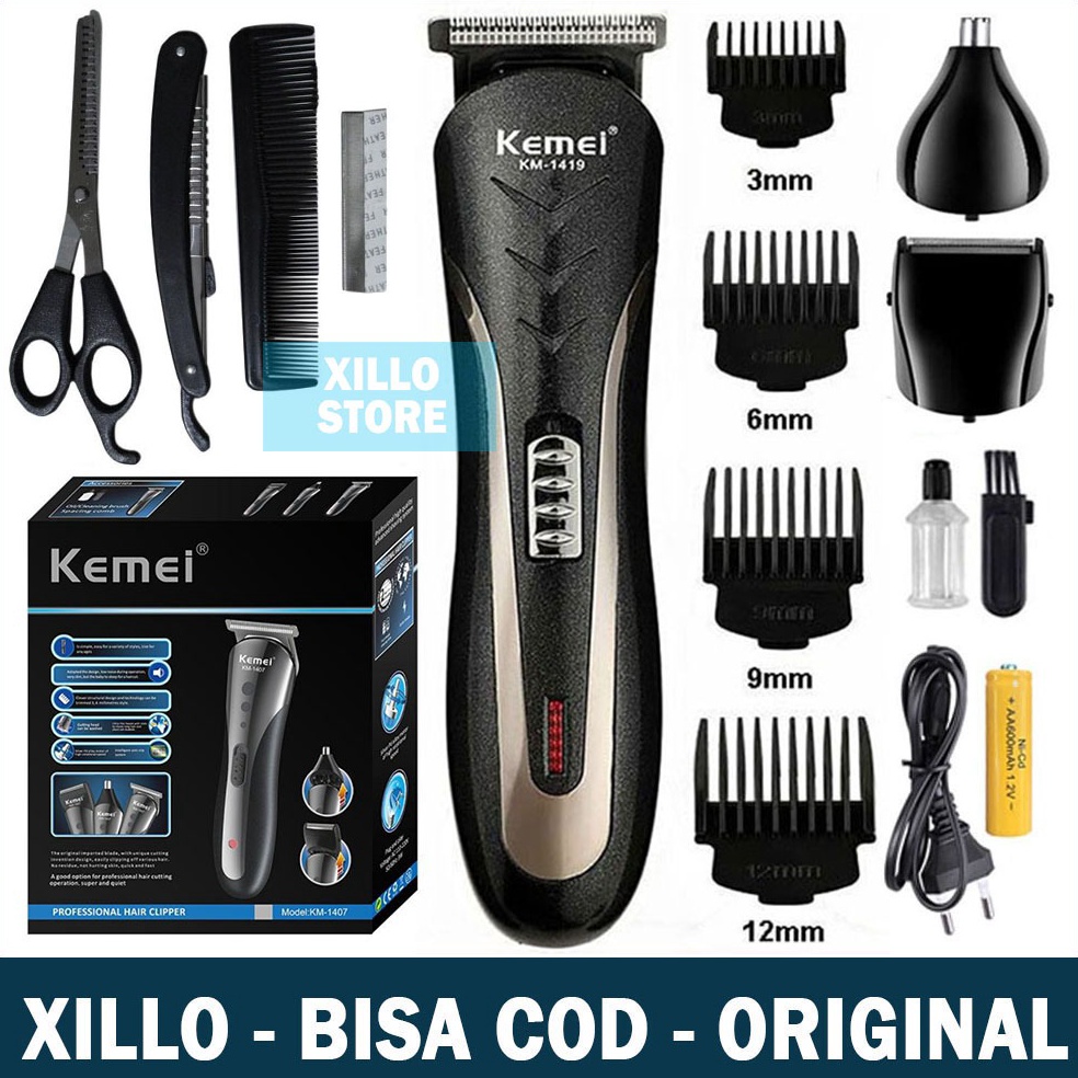 Muraaaahh XILLO Mesin Cukur Rambut Cas KEMEI Multifungsi Alat Potong Rambut Tanpa Kabel Cukuran Kumi