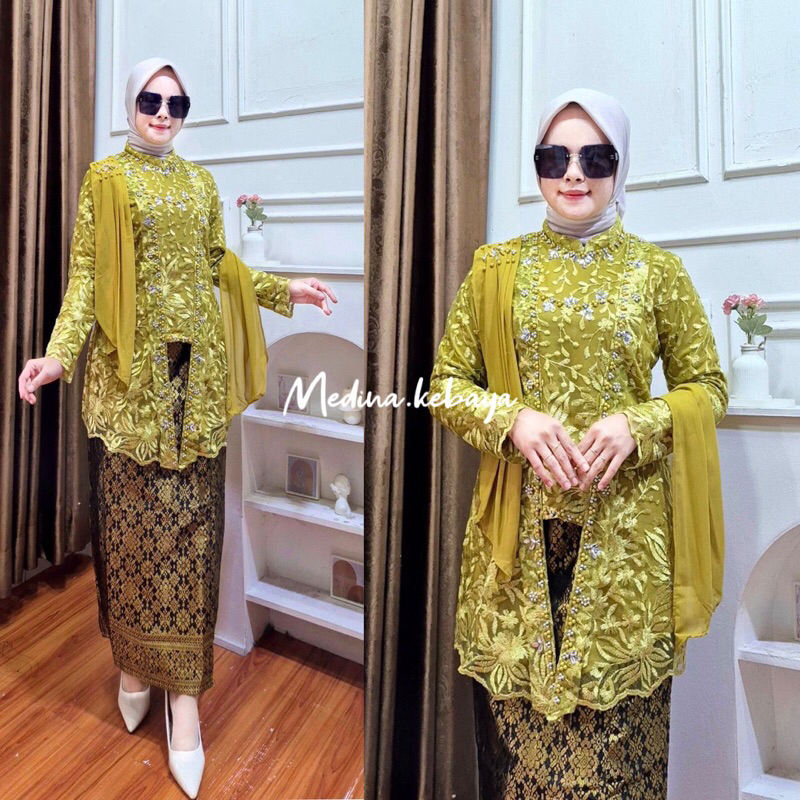 Free Hijab Setelan Kebaya Kutubaru Hijab Mix selendang/Kutubaru Modern Hijab/Kebaya Kutubaru Laksmi 