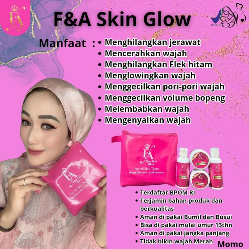 SKINCARE FA SKIN GLOW F&A SKIN GLOW DAN SUNCREEN FNB 100% ORIGINAL MEMUTIHKAN WAJAH