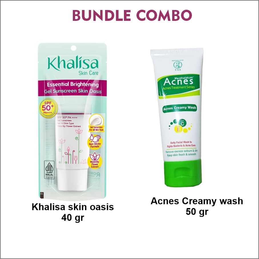 Paket Bundling Khalisa Gel Sunscreen + Acnes Creamy Wash 50gr