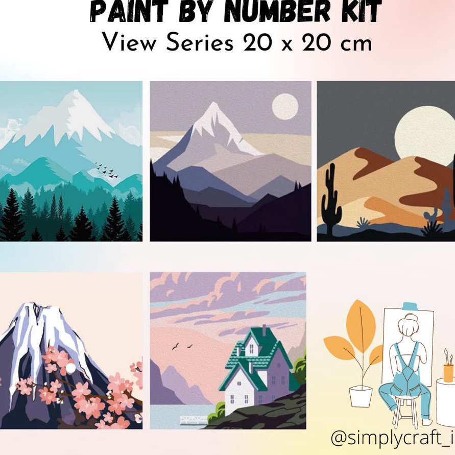 

HATI HATI BARANG Simply Craft ID Paint By Number 2x2cm View Series DIY Painting Kit Mewarnai Lukisan with Wooden Frame Hampers Lebaran Hadiah Ulang Tahun Hadiah Untuk Teman Souvenir