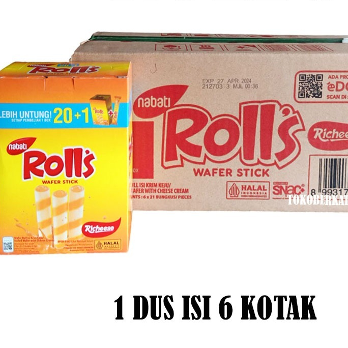 

1 Dus Nabati Rolls Isi 6 pak Ecer 500 / 1 Karton Richeese Roll