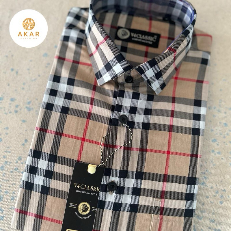 Kemeja Katun Pria Lengan Pendek - V4 Classic - BRY 01