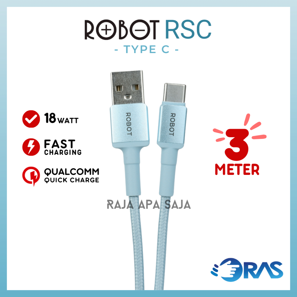Kabel Data Charger Type C 2 Meter 2M Fast Charging 3A Casan Tipe C Tepsi HP Android Robot RSC200