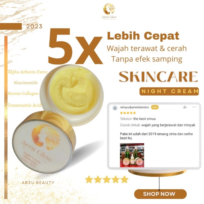 Night Cream Glowing ArzuSkin, 7 hari bersih cerah merona
