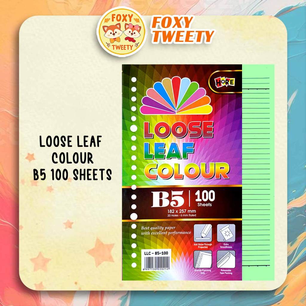 

Loose Leaf Warna WarnI Uk B5 Isi Binder Warna B5 isi 100 Sheets Loose Leaf Colour A5 Merk HORE