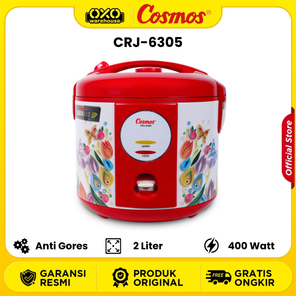 COSMOS Rice Cooker Harmond CRJ-6305 Mejikom Anti Gores 2 Liter Garansi Resmi