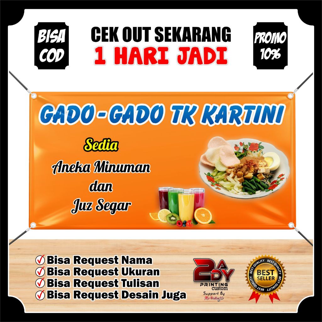 SPANDUK/BANNER GADO GADO UKURAN 120 X 60
