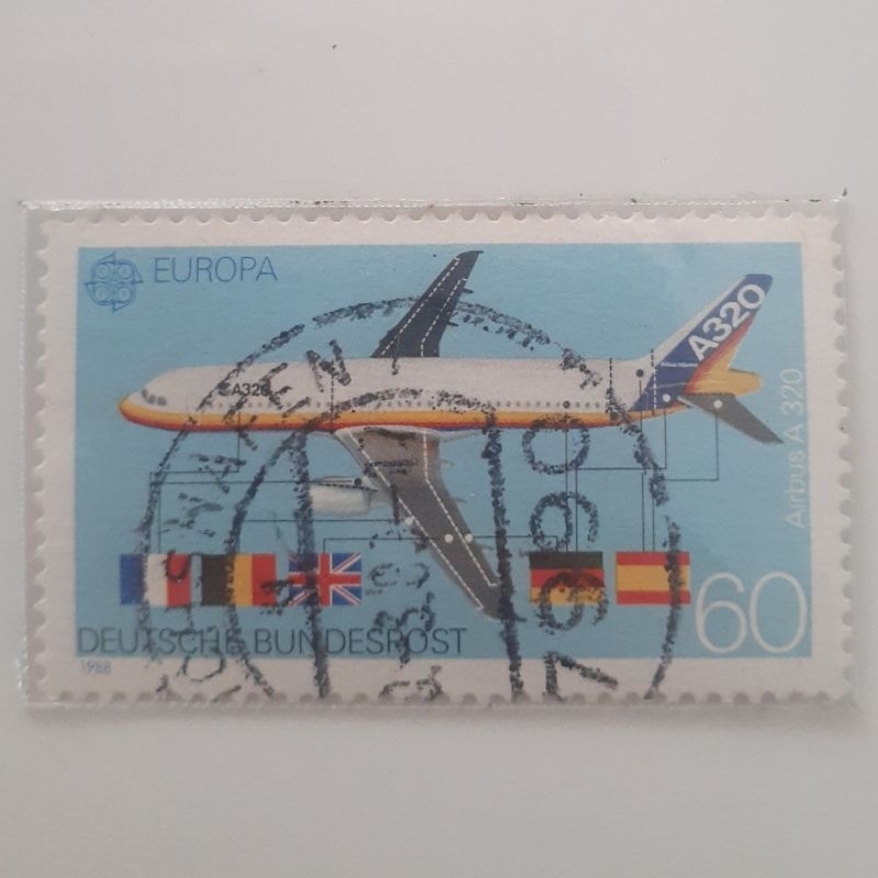 

Perangko Jerman Europa (C.E.P.T.) 1988 - Transport and Communications (Airbus Industrie A320 and Manufacturing Nations' Flags) Tahun 1988