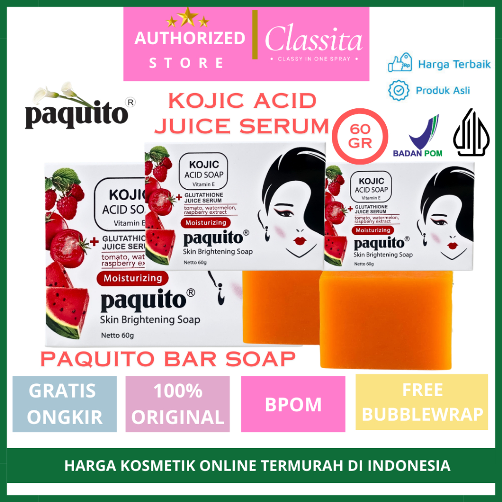 𝐂𝐋𝐀𝐒𝐒𝐈𝐓𝐀.𝐈𝐃- Paquito Sabun Wajah Pemutih / Sabun Batang Murah PAQUITO SKIN BRIGHTENING SOAP 60GR