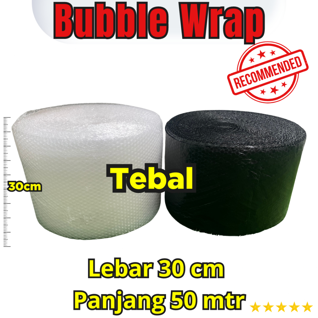 

PackMan - Bubble Wrap Potongan 30cm x 50mtr Tebal Hitam/Bening Murah