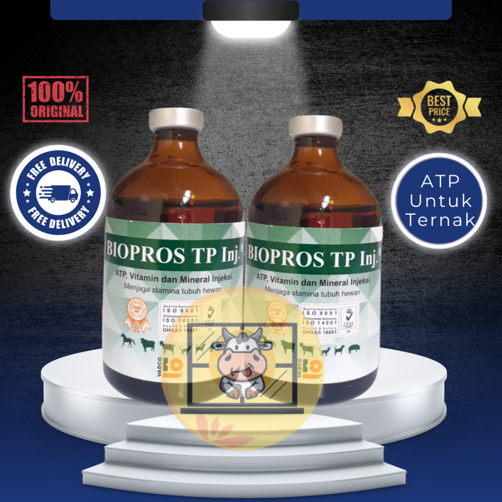 BIOPROS INJ TP 100ml - ATP Vitamin Mineral Penguat Otot Jaga Stamina Tubuh Sapi Kuda Kambing Kucing