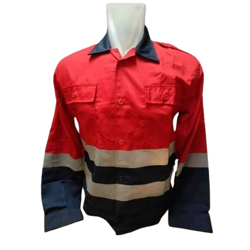Seragam Safety Kombinasi Merah / Baju Safety Lengan Panjang / Baju Safety Proyek Murah