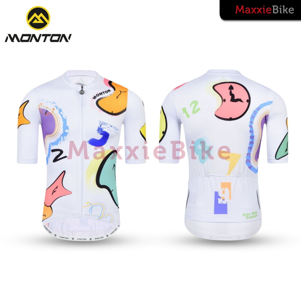 MONTON Lifestyle Jersey Sepeda Pria Time Men Cycling Jersey Short Sleeve