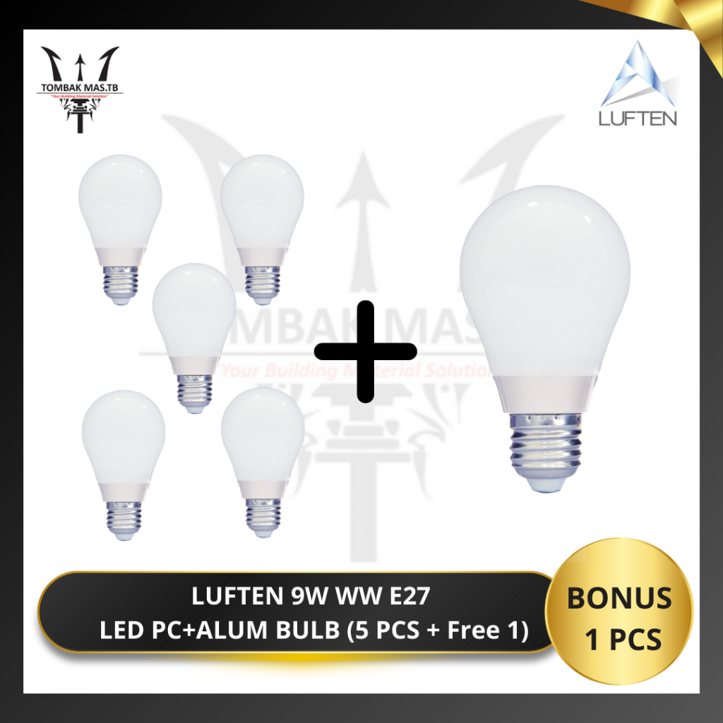 Bohlam Lampu LED Luften 9 Watt - Putih (5+1pcs)