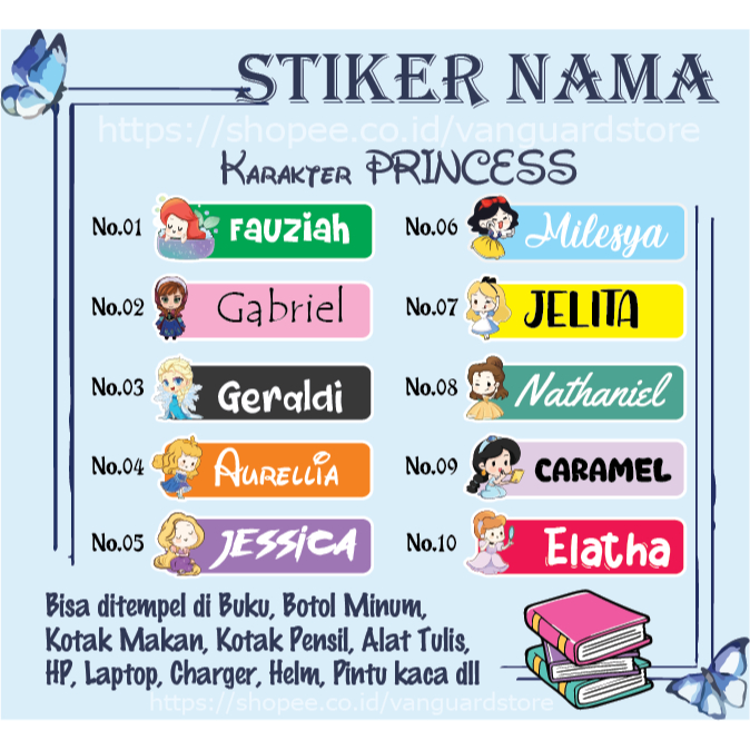 

STICKER LABEL NAMA KARAKTER PRINCESS SPIRITED AWAY STIKER LEBEL CUSTOM PREMIUM MURAH LUCU BISA TEMPEL DI BUKU KOTAK PENSIL ALAT TULIS BOTOL MINUM KOTAK MAKANAN HELM KOPER LAPTOP HP PINTU KACA