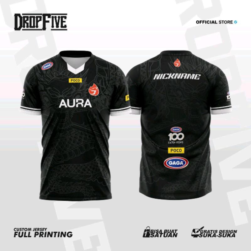 JERSEY AURA FIRE FREE CUSTOM NICKNAME KUALITAS PREMIUM