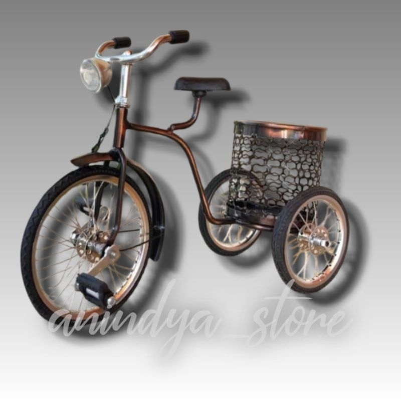 hiasan rumah miniatur sepeda keranjang besi