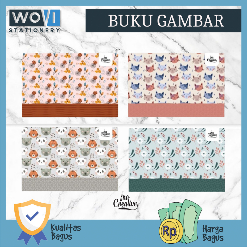 

[WOVI STATIONERY] Buku Gambar A4 Lucu Ina Creative / Buku Gambar A4 isi 10 Lembar [PCS]