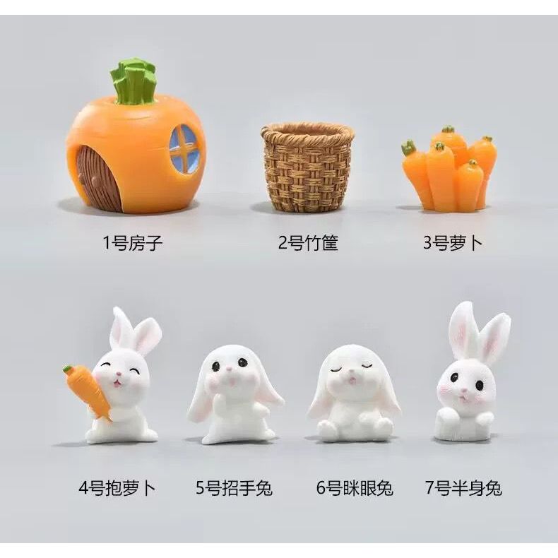 < Sja > Pajangan Kue Ulang Tahun Kelinci Bunny Carrot Wortel / Hiasan Miniatur Kue Tart Kelinci