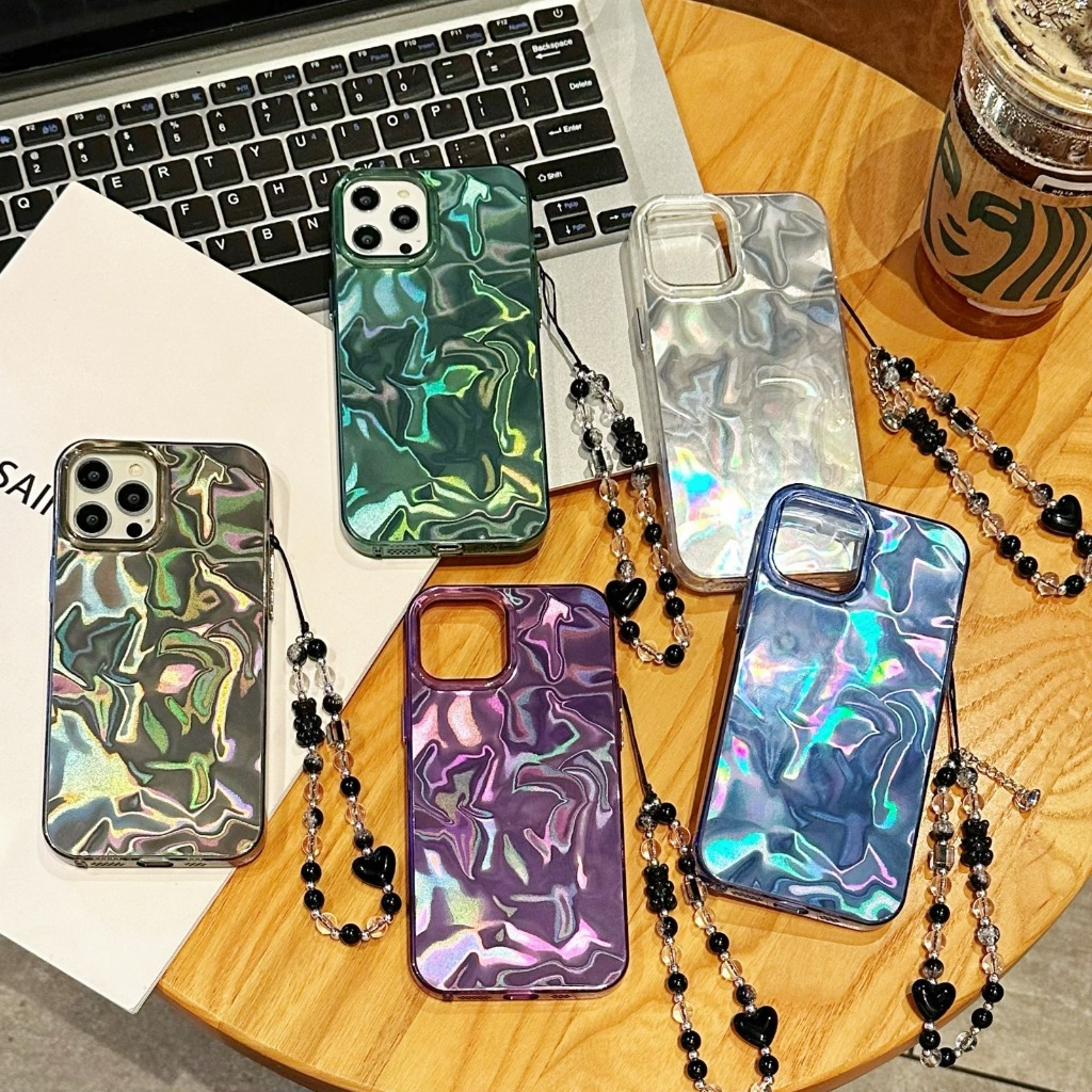 GC160 Textured waterry Ripple Hologram With Charm Case Hardcase Casing Hp For OPPO A53 2020 A54 A55 