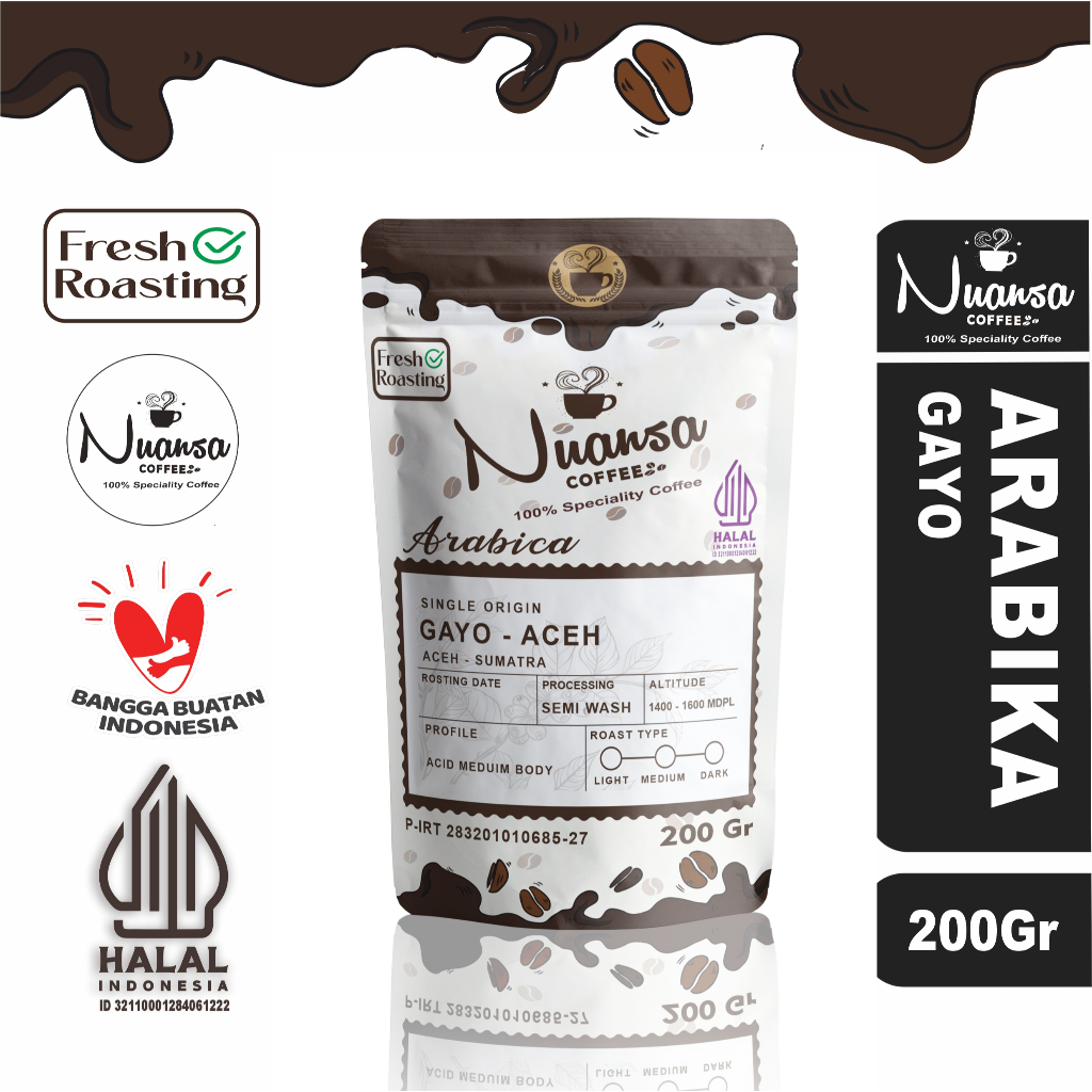 

Nuansa Coffee Arabika Gayo Aceh Speciality 100% Kopi Murni Jaminan Fresh Roasting