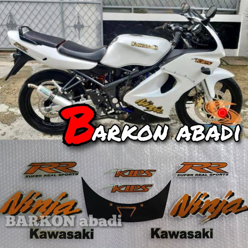 striping stiker NINJA RR OLD CBU warna putih CROM tahun 2004
