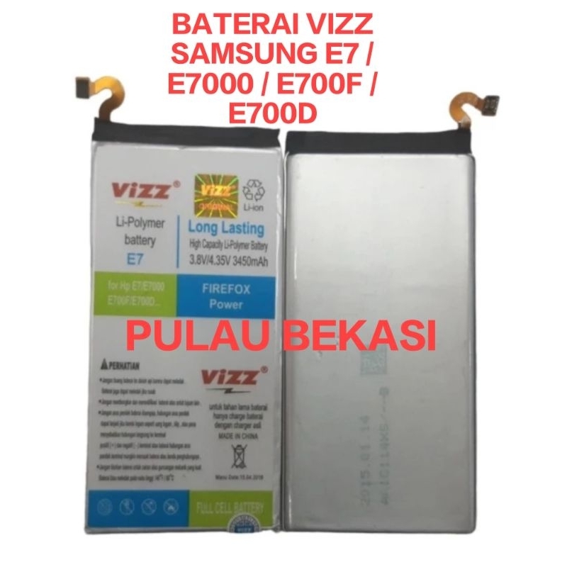 BATTERY BATERAI BATRE BATT VIZZ SAMSUNG E7 / E700F / E7000 / E700D - BATT SAM E7 VIZZ DOUBLE POWER