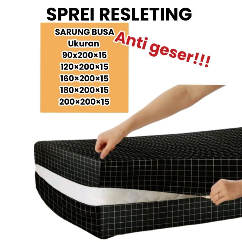 sarung kasur busa / sprei resleting / sprei resleting motif kotak / sprei resleting abstrak / sprei 
