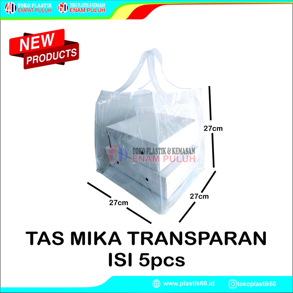 

Tas Mika Transparan Dus Hampers Polos 27x27 isi 5
