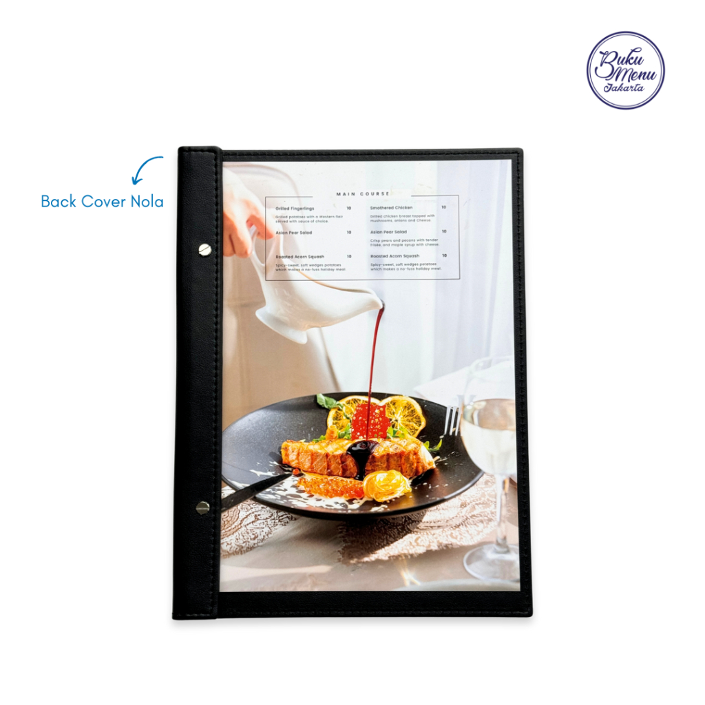

MRH1 Buku Menu Jakarta - Buku Menu Kulit Nola Back Cover Jepit Baut A4 (TANPA PLASTIK) Hitam - Cafe,