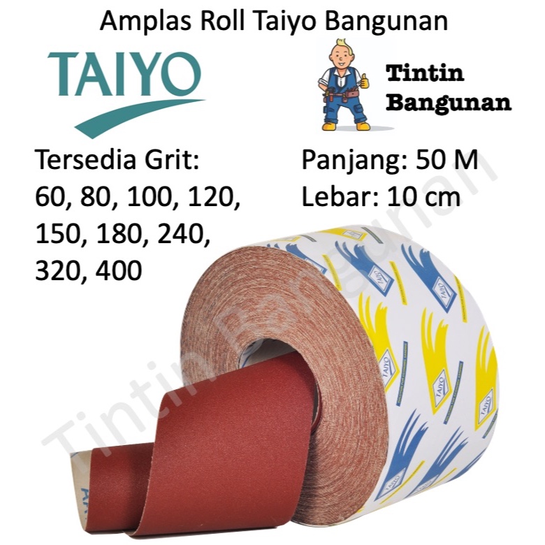 Amplas Ampelas TAIYO Bangunan Rol Amplas Roll 50 meter Grit Beraneka Hamplas Roll Amplas Gulungan ke