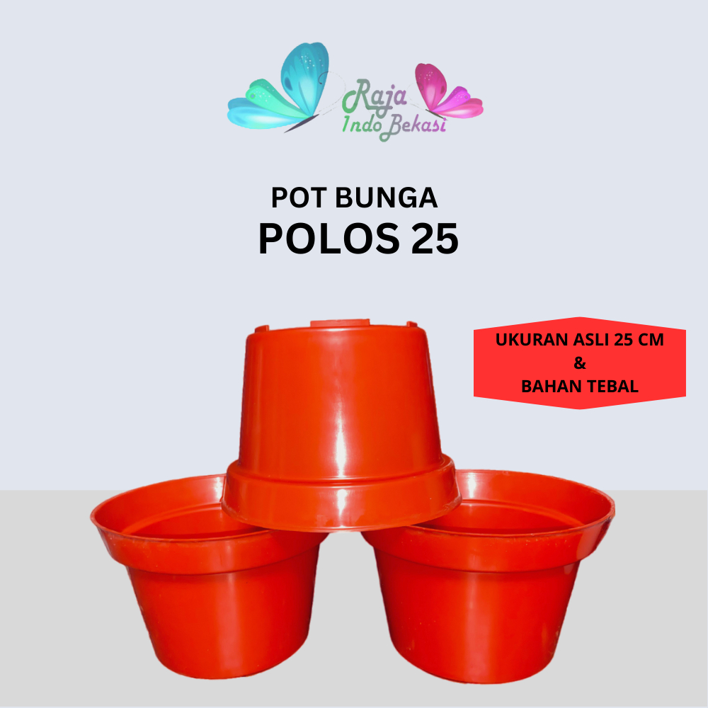 Pot Polos 25 Bata Hitam Putih Coklat Pot Tanaman Hias Plastik
